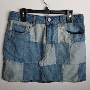 Denim patchwork mini skirt sz 27